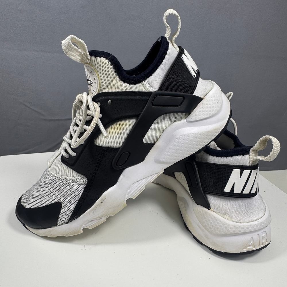 Nike Air Huarache Run Ultra Kids 4Y White Black 847569-101 Breathable Mesh